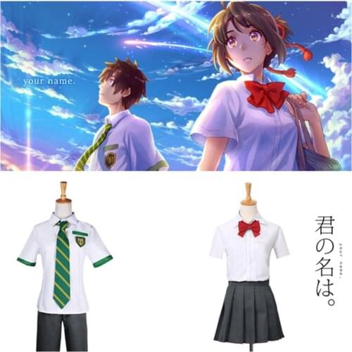 2019 Anime Kimi No Na Wa Your Name Tachibana Taki And Miyamiu Mitsuha Cosplay Costume is Uniform For School Uniforms