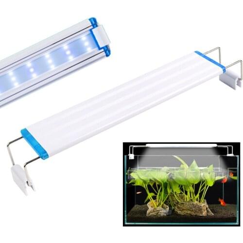 220v Super Slim Aquarium LED Light Power Saving Fish Tank Aquatic Plant Landscape Grow Lighting Blue White Clip Lamp Extensible