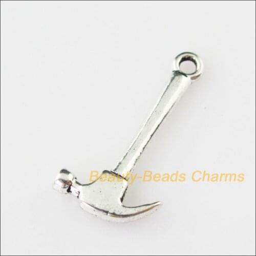 30 New Hammers Charms Tibetan Silver Tone Tool Pendants 12x25mm