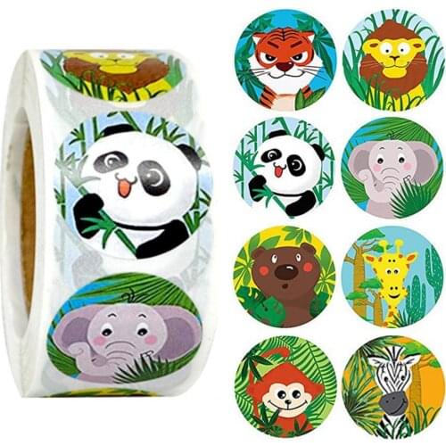 500pcs Waterproof Cute Animal Roll Stickers Kids Reward Decals Ornament Decor