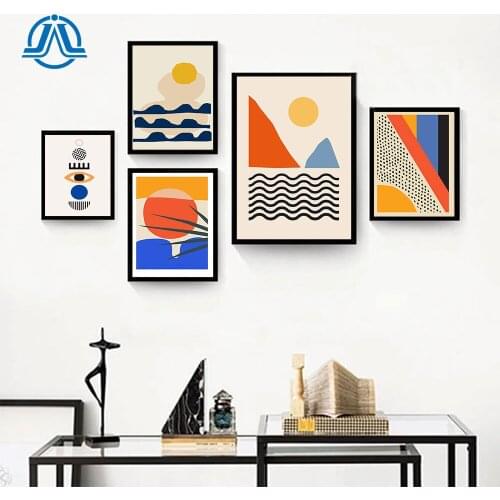 Modern Abstract Wall Art Retro Minimalist Mystical Eye Poster And Print Color Block Canvas Painting For Living Room On The Wall