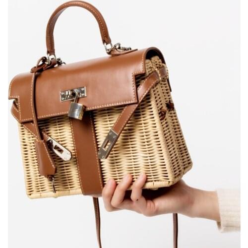 Chinese Style Bamboo Handbag Cheap Womens Bags Handwork Bamboo Handbag Bag For Phone Single Shoulder Bags Storage Basket