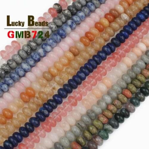 4 6 8mm Natural Jaspers Lapis lazuli India Agates Rondelle Loose Beads For Jewelry Making DIY Bracelet Ear Studs Accessories