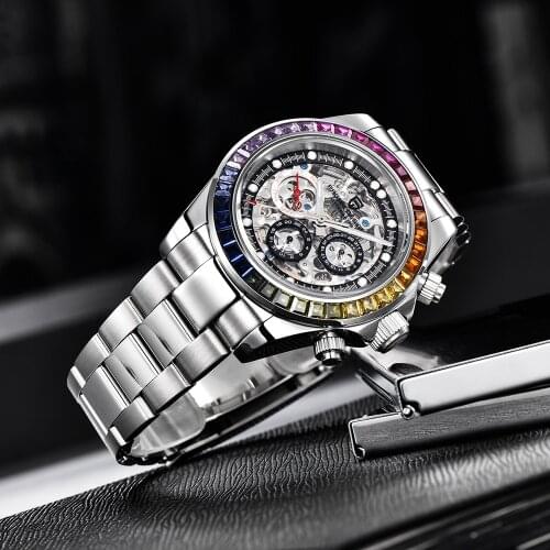 PAGANI DESIGN Mens Watches Luxury gem Automatic Watch for men Mechanical Wristwatch sport Chronograph 100M Waterproof clock man