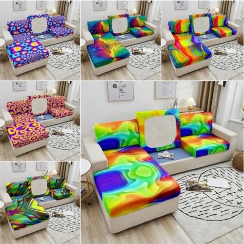 3D Abstract Elastic Sofa Seat Cushion Cover Dazzle Stretch Sectional Corner Sofa Seat Cover Anti-dirty Spandex Couch Cover