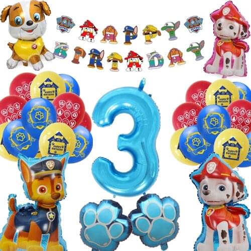 Paw Patrol Puppy Ballons Birthday Action Figures Patrulla Canina Banner Model Toys Boys Girls Party Deco Gift Set For Children