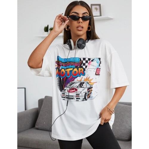 Oversized T Shirt Ulzzang Harajuku Dragon Print T Shirt Women Streetwear Tee Tops Summer Short Sleeve T-Shirt Female Clothing