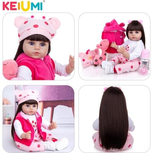 KEIUMI 18 Inch Reborn Baby Cute Girl Doll With Cloth Body Vinyl Children Toy Doll For Christmas Gift