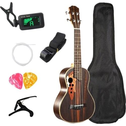 Concert Ukulele Kits 23 Inch Rosewood Ukulele 4 String Mini Hawaii Guitar With Bag Tuner Capo Strap Stings Picks For Beginner Mu