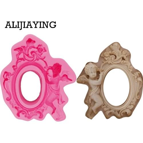 M1300 Angel Hold Frame flower cake decoration tool Silicone Fondant Sugar Craft Molds DIY Cake candy chocolate for baby shower
