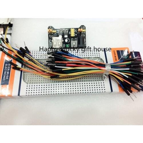 YYT 3.3V/5V MB102 Breadboard power module+MB-102 830 points Solderless Prototype Bread board kit +65 Flexible jumper wires