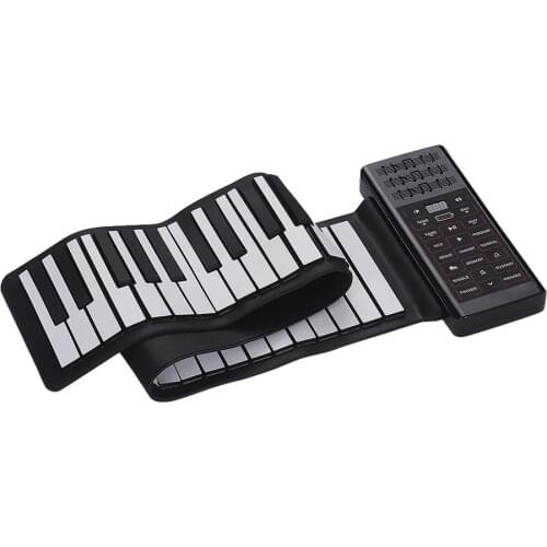 Multifunction Portable Electric 61 Keys Hand Roll Up Piano Keyboard Built-in Speaker Battery Reverberation BT Function