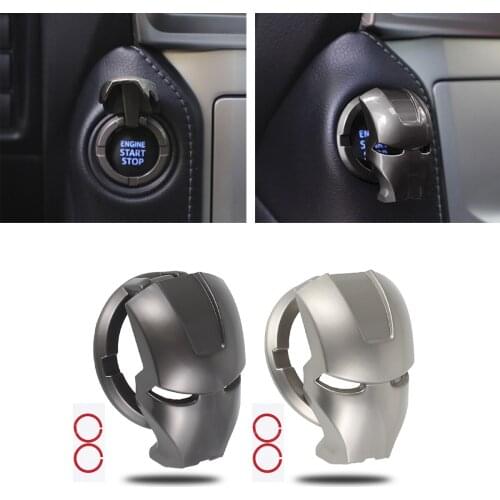Interior Modified Iron Man Start Button Protection Cover Sticker Ignition Device Switch Metal Decoration Car Accessories