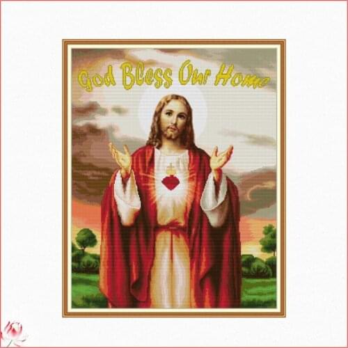 God Bless My House Printed Cross Stitch Kit DIY Pattern Embroidery Kit 14CT 11CT Needlework Sewing Kit Home Decoration Painting