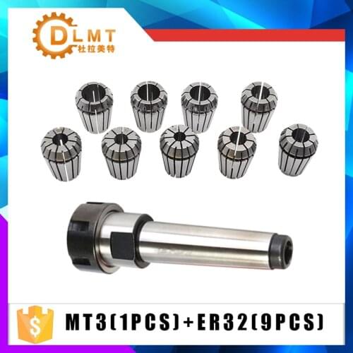 High Quality 9Pcs ER32 Spring Collets Set 4/6/8/10/12/14/16/18/20mm+1Pcs MT3 M12 ER32 Collet Chuck Morse Taper Holde