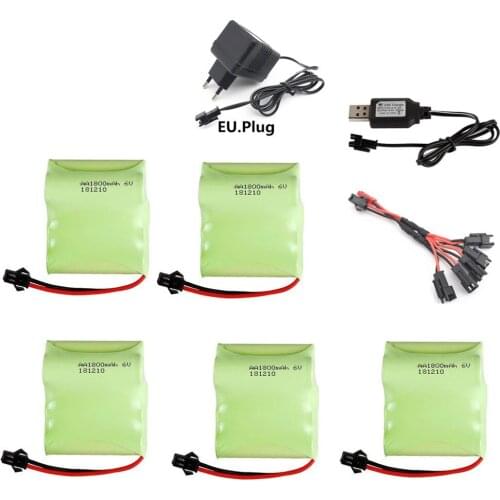 6v 1800mah NiMH Battery + 6v charger set For Rc toys Boats Cars Robots Guns Tanks Truck Ni-MH AA 6v Rechargeable Battery Pack