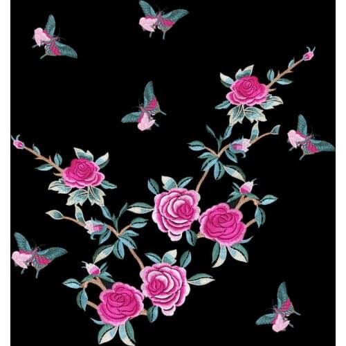 New Orchid Peony Rose patch vintage embroidered applique fashion clothing decoration sew on patch accessories Motif patch