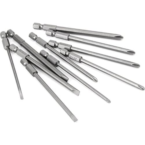 New 10 Pcs Magnetic Slotted PH2 Screwdriver Bit S2 Steel 1/4 Hexagon Handle 100mm Tool Parts