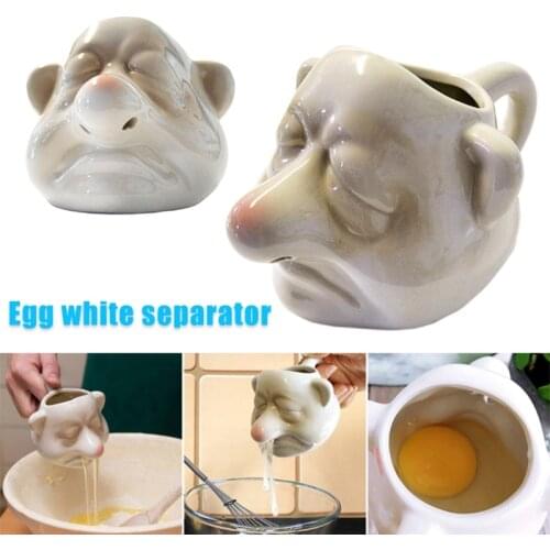 2021 New Funny Dwarf Ceramic Egg Yolk Separator Handheld Egg White Running from Nose Egg