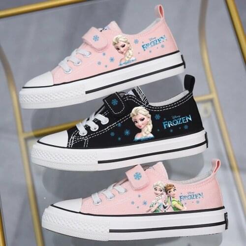 New girls frozen princess canvas shoes kids Minnie shoelace soft casual shoes Europe size 24-36