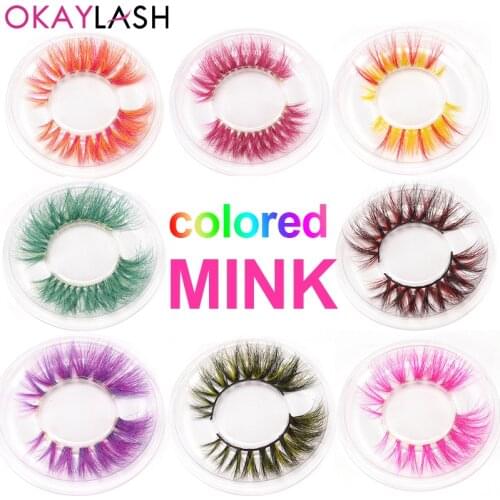 OKAYLASH Newest High End 3D Colored Real Mink Eyelashes Luxury Rainbow Colorful Natural Cosplay Eye lashes