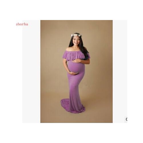 Pregnant women blue Red Maternity Dresses Photography Props Elegant Pregnancy Clothes Maternity Dresses For pregnant Photo Shoot