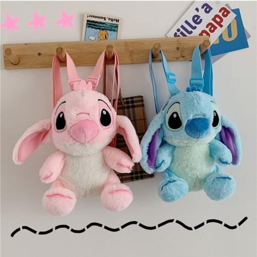 Disney Stitch Plush Backpack Anime Figure Stuffed Doll Kawaii Stitch Toys Childrens Girls Boys Knapsack Kindergarten School Bag