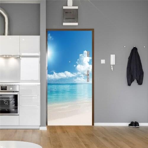 77*200cm Natural Scenery Self-adhesive Sliding Glass Door Stickers DIY DecorWaterproof Vinyl Door Sticker Self Stick Wallpaper