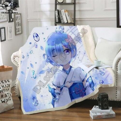 Plstar Cosmos Anime girl sexy Re Zero Blanket 3D print Sherpa Blanket on Bed Home Textiles Dreamlike style-6