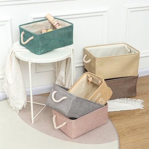 Cotton Linen Folding Laundry Storage Baskets Kids Toys Organizer Clothes Sundries Storage Box Cabinet Storage Bag