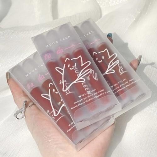 Long-lasting Makeup Without Fading Lip Glaze Set Non-stick Cup Lipstick Matte Non-drying Lip Gloss Korean Cosmetics TSLM1