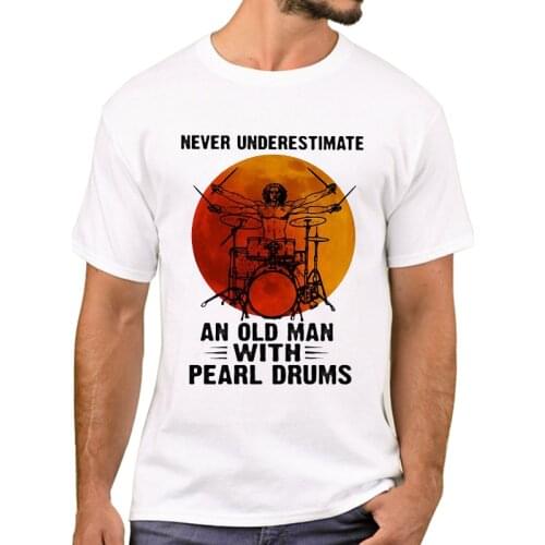 TEEHUB Hot Sales Blood Moon Printed Men T-Shirt Fashion Old Man Withe Pearl Drums T Shirts Short Sleeve Tshirts Boy Tee