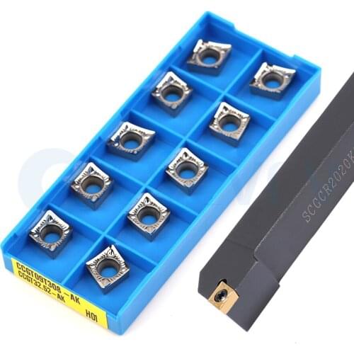 SCGCR1212H09 SCGCR1616H09 SCGCR2020K SCGCR2525M Lathe External CNC Turning Tools Holder +10Pcs CCGT CCMT Carbide Insert Durable