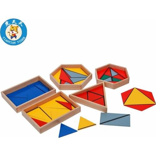 Montessori teaching aids kindergarten childrens wooden educational toys preschool education Constructive Triangles With 5 Boxes