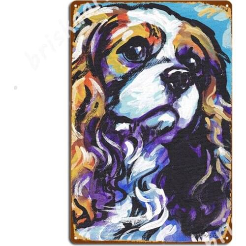 Cavalier King Charles Spaniel Dog Bright Colorful Pop Dog Art Metal Signs Cinema Kitchen Cave pub Funny Plaques Tin sign Posters