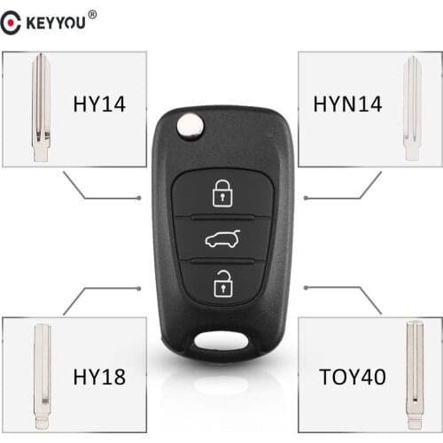 KEYYOU Replacement Car Remote Flip Key Shell Fob Case For Hyundai Avante Accent I30 IX35 3BT Folding Key Case Blank Cover
