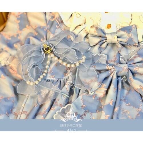 Cupids Movements Cute Handmade Headwear Hairband KC Hairpin Hairclip Neckband Lolita Bows Cross Sweet Dusty Blue