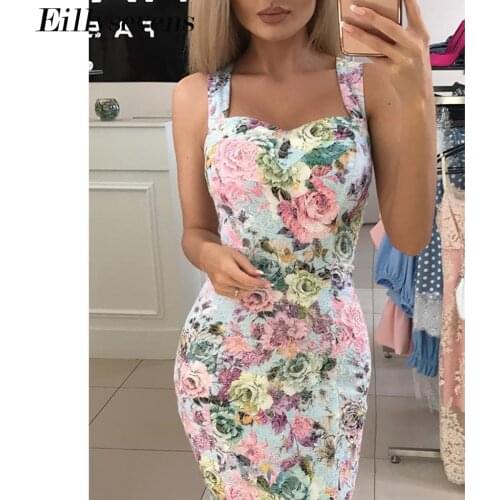 Youyedian 2019summer Dress Women Floral Print Chiffon Dress Woman Sleeveless Mini Spaghetti Strap Dress Woman Elegant Dresses