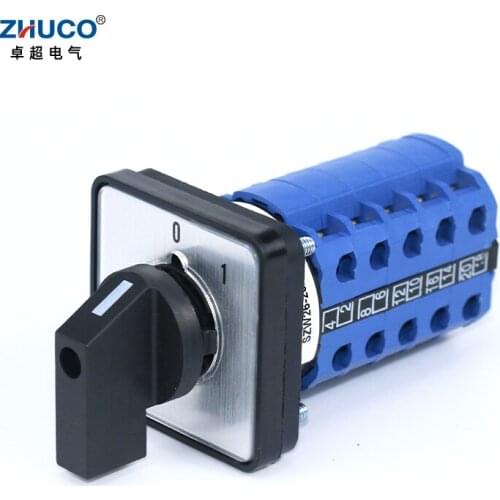 ZHUCO SZW26/LW26-20 0-1 5 Phase 20A 660V Electric Universal Transfer Changeover Cam Switch 64X64 48X48 mm Panel Mount