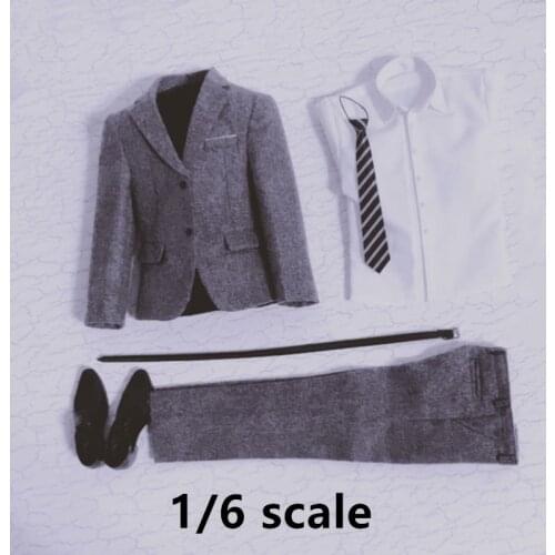 1/6 Scale Male Gray Suit Set For Narrow Shoulders 12 inches Action Figures Dolls DIY Accessories Casual Clothes Set Toy Center