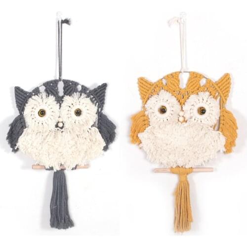 1pcs Animal Tapestry Wall Hanging Bohemian Round Owl Handmade Woven Tapestry Geometric Boho Living Room Bedroom Decoration