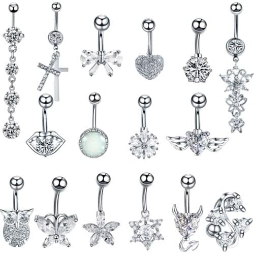 1PC Crystal Surgical Steel Navel Piercing Heart Zircon Belly Button Rings Women Belly Button Piercing Ombligo Pircing