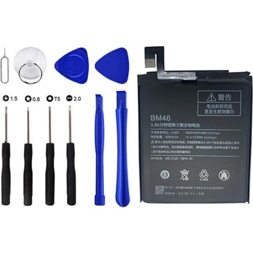 1pc Replacement BM46 Internal Battery for Xiaomi Redmi Note 3, Note 3 Pro Cellphone 4000 mAh Large Capacity + Repair Tools