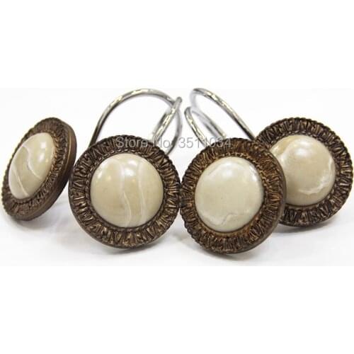 1bag 12pcs Retro European style resin hook, spherical shower curtain hook, shiny lamp curtain hanger. curtain accessory
