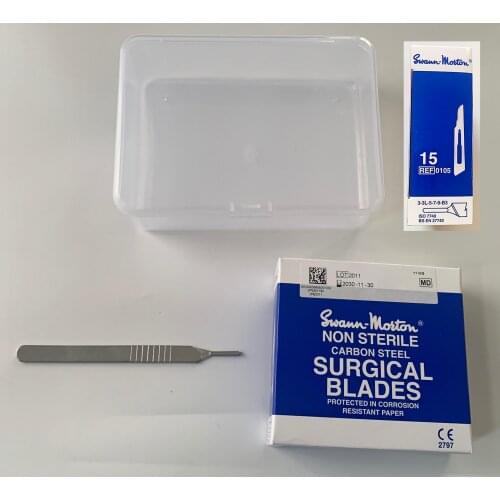 100 PCS 15# Swann Morton Non Sterile Surgical Blade Carbon Steel