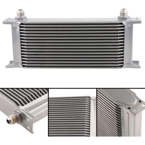 16 Row 8AN Universal Engine Transmission Oil Cooler 3/4"UNF16 AN-8 Black/Silver