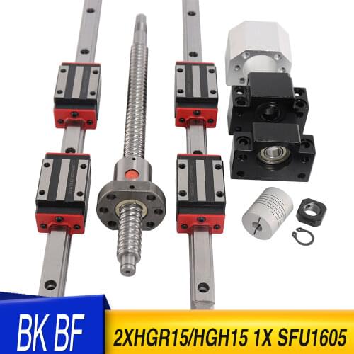 2PCS HGH15 any length+1 SET SFU1605+ 4 HGH15CA HGW15CC Linear guide 200mm-1000mm Shaft 200-1000mm Length Optical