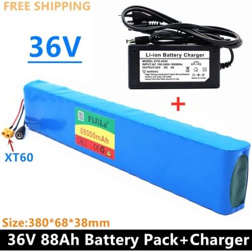 2021 New 18650 battery pack 10s4p 36 V 88AH high power 600 W, suitable for electric bicycle lithium battery with charger sales