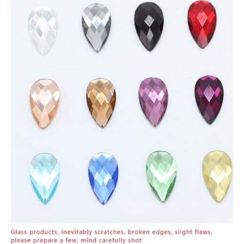 20p 7x12mm Teardrop Color Foiled Flat Back faceted crystal Glass rhinestone Teardrop Gem Crystal Eye Facet jewelry making beads