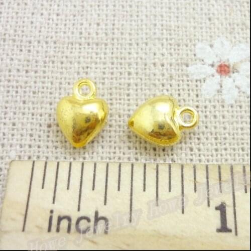 40 pcs Charms Heart Pendant Gold color Zinc Alloy Fit Bracelet Necklace DIY Metal Jewelry Findings
